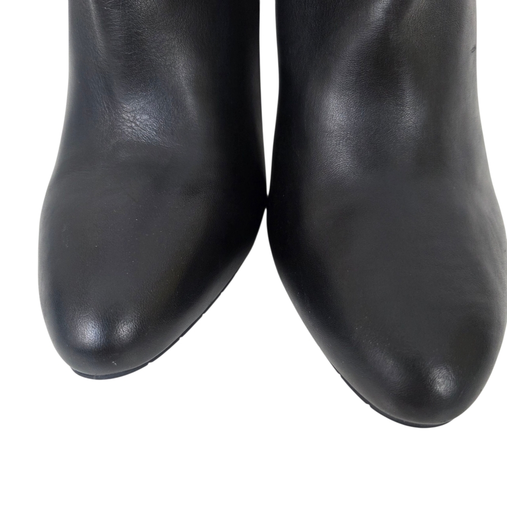 Cabi Bisset Leather Boots NEW High Block Heel Ankle Booties Womens 10 Mod Black - Picture 6 of 11